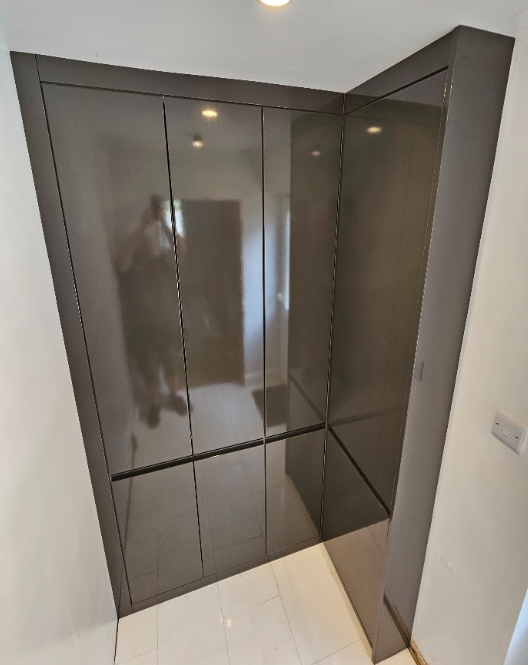 Graphite Gloss Corner Wardrobes - Wardrobes in Amersham