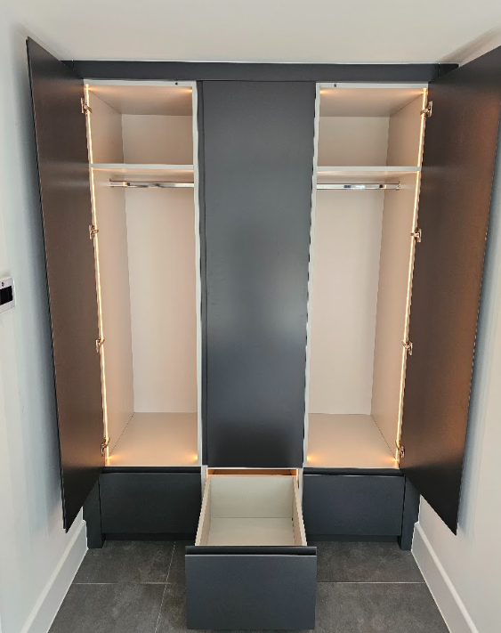 Dark LED Boot Room Wardrobes - Boot Rooms in Buckinghamshire